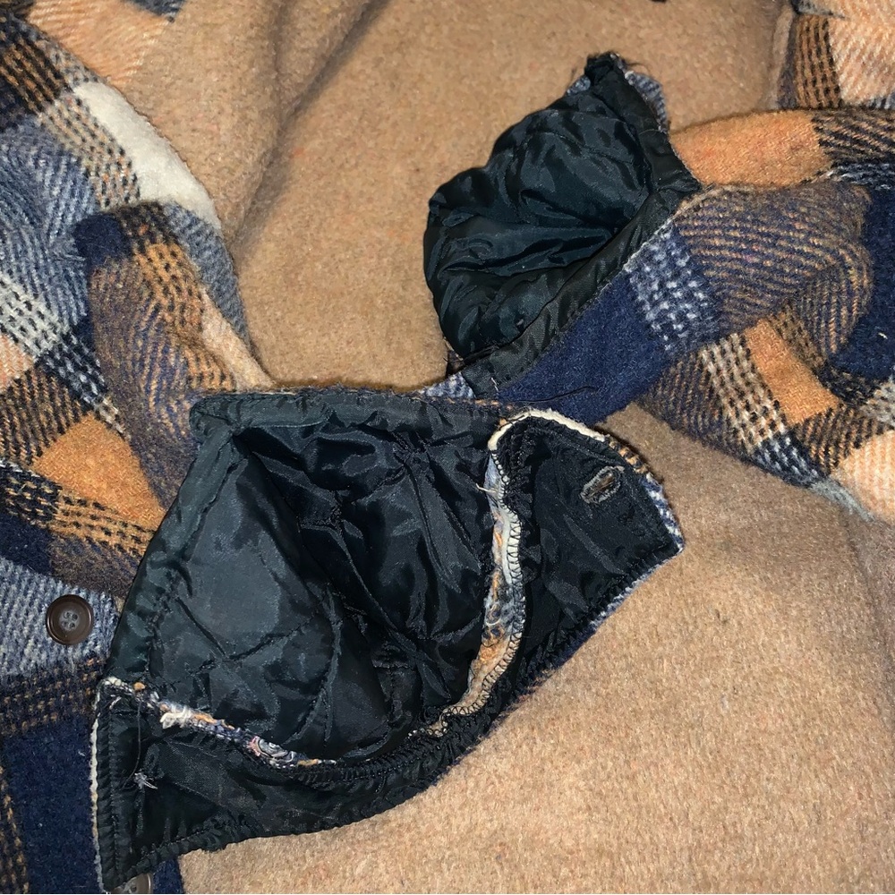 v i n t a g e :: Plaid Wool Lined Barn Coat Shacket Fleece - Picture 9 of 14